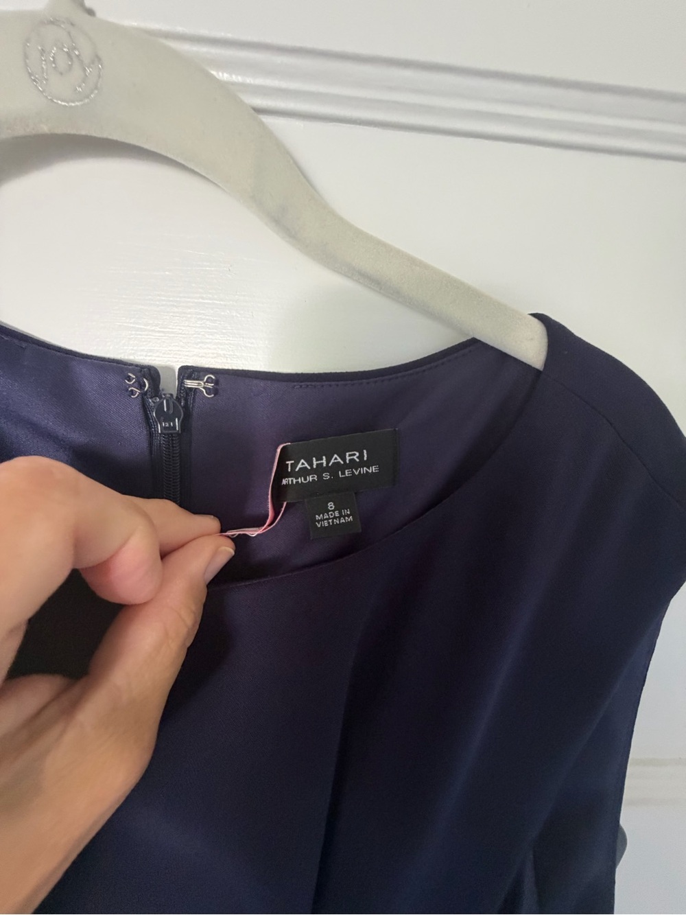 Tahari Navy blue Midi jumpsuit with front tie and pockets